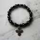 Hematite & Onyx Cross Bracelet – Strength, Balance & Style