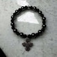 Hematite & Onyx Cross Bracelet – Strength, Balance & Style